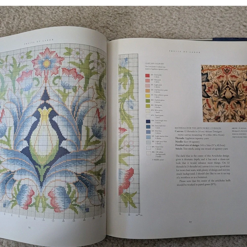 Beth Russell William Morris Needlepoint 22 Projects Arts & Crafts Hardcover Book - Picture 9 of 9